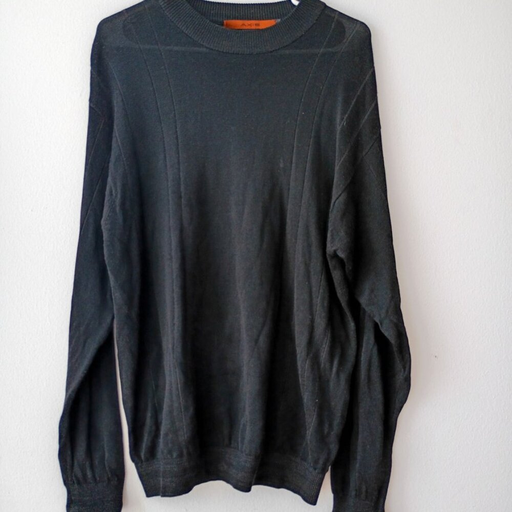 Axis Men’s Black Knit Crewneck Sweater Size M | Lightweight Ribbed Pullover